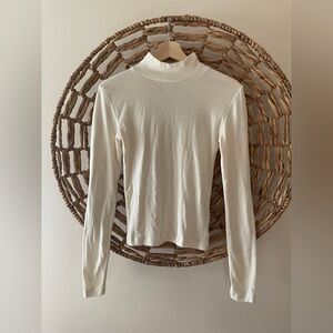 BDG Cream Mock Neck Long Sleeve Top